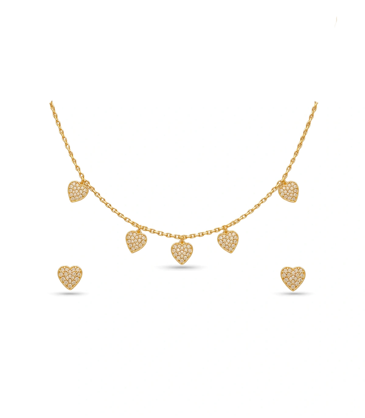 Gold Plated Delicate Charm CZ Necklace Set