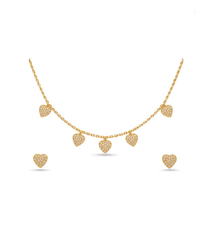 Gold Plated Delicate Charm CZ Necklace Set