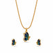 Gold Plated Blue Enamel Side-Profile Butterfly Chain Pendant Set