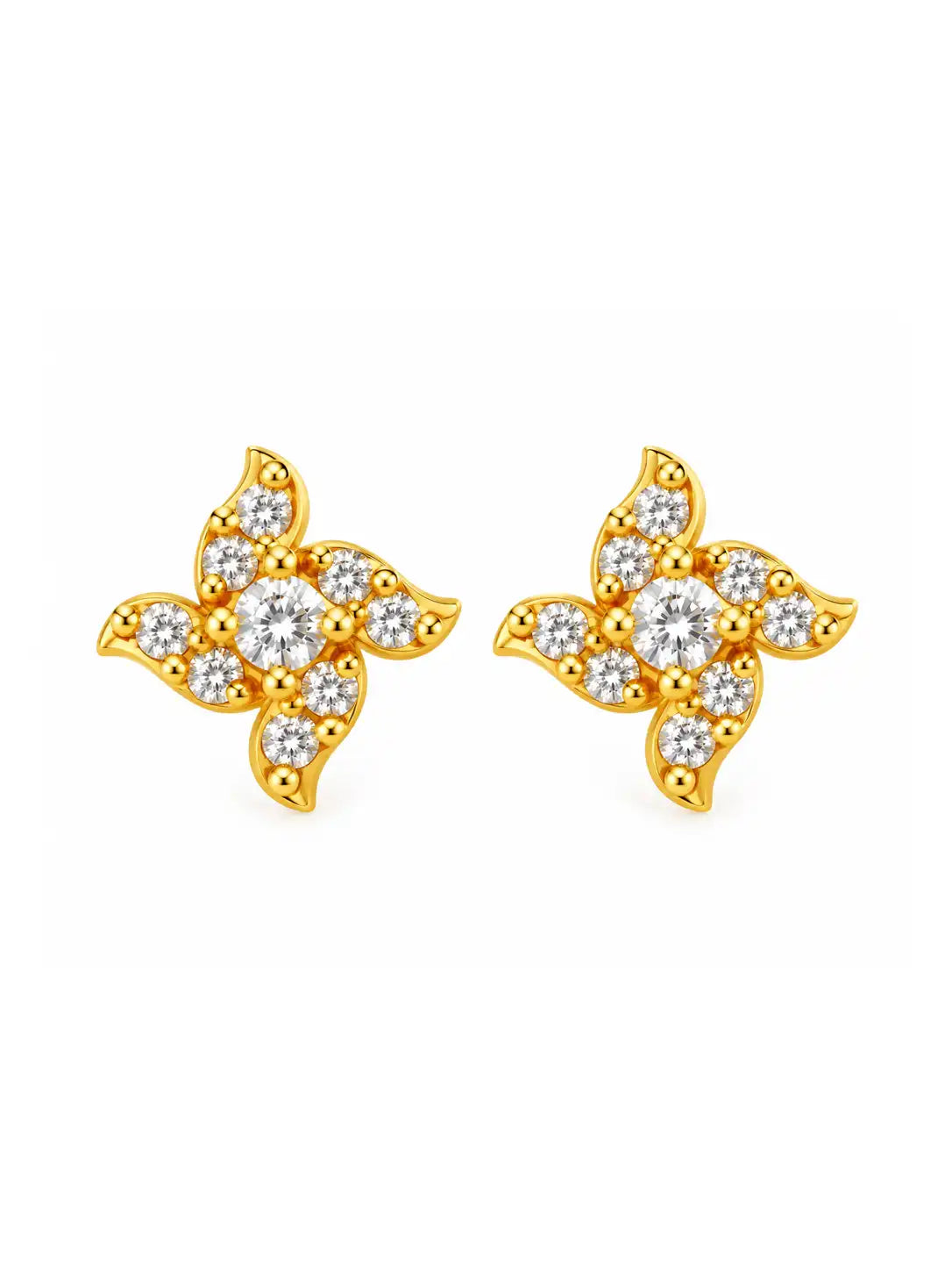 Gold Plated Curved Petals Stud Earrings