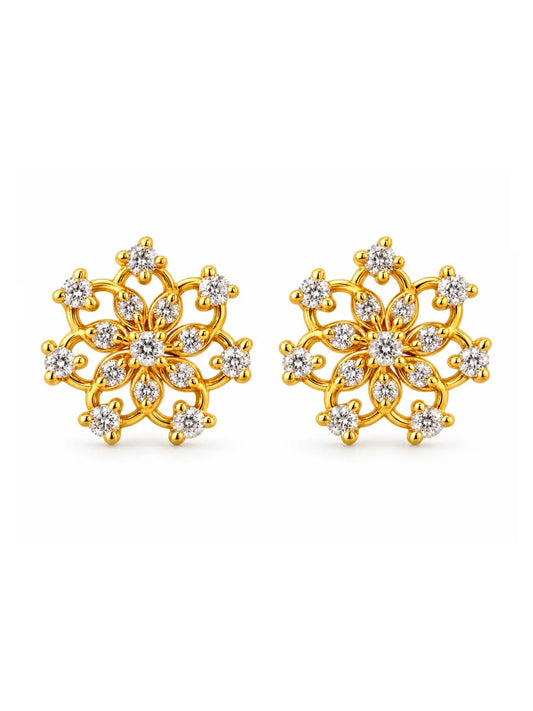 Gold Plated Lattice Motif Stud Earrings