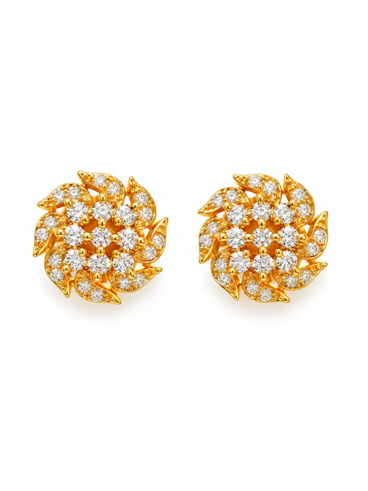 Gold Plated Leaf Motifs Stud Earrings