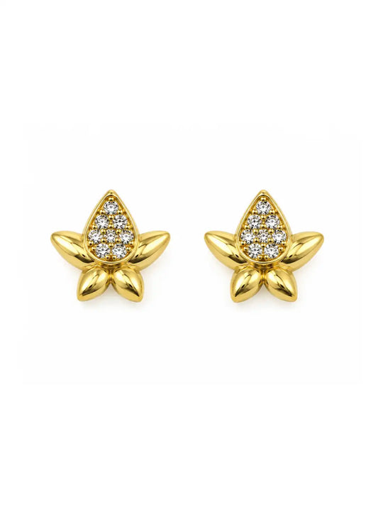 Gold Plated Crown Like Stud Earrings