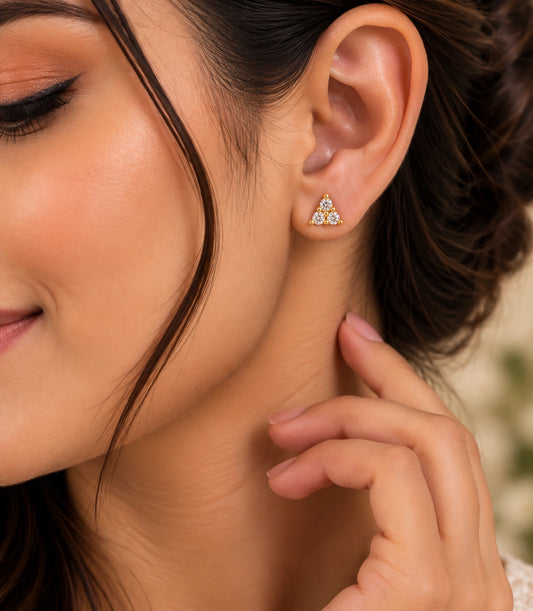 Gold Plated Delicate AD Stud Earrings