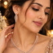 Rose Gold Plated Chevron Feather AD Necklace Set