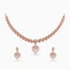Rose Gold Plated Feathered Heart CZ Necklace Set