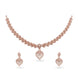 Rose Gold Plated Feathered Heart CZ Necklace Set
