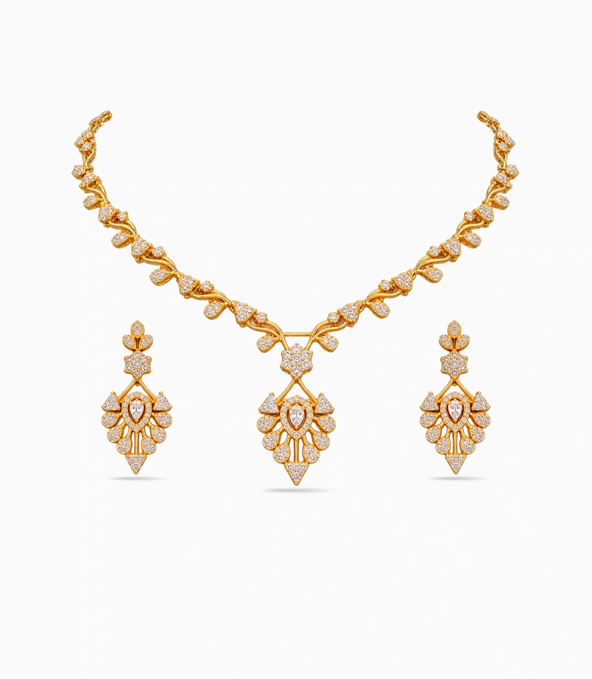 Gold Plated Medallion AD Necklace Set