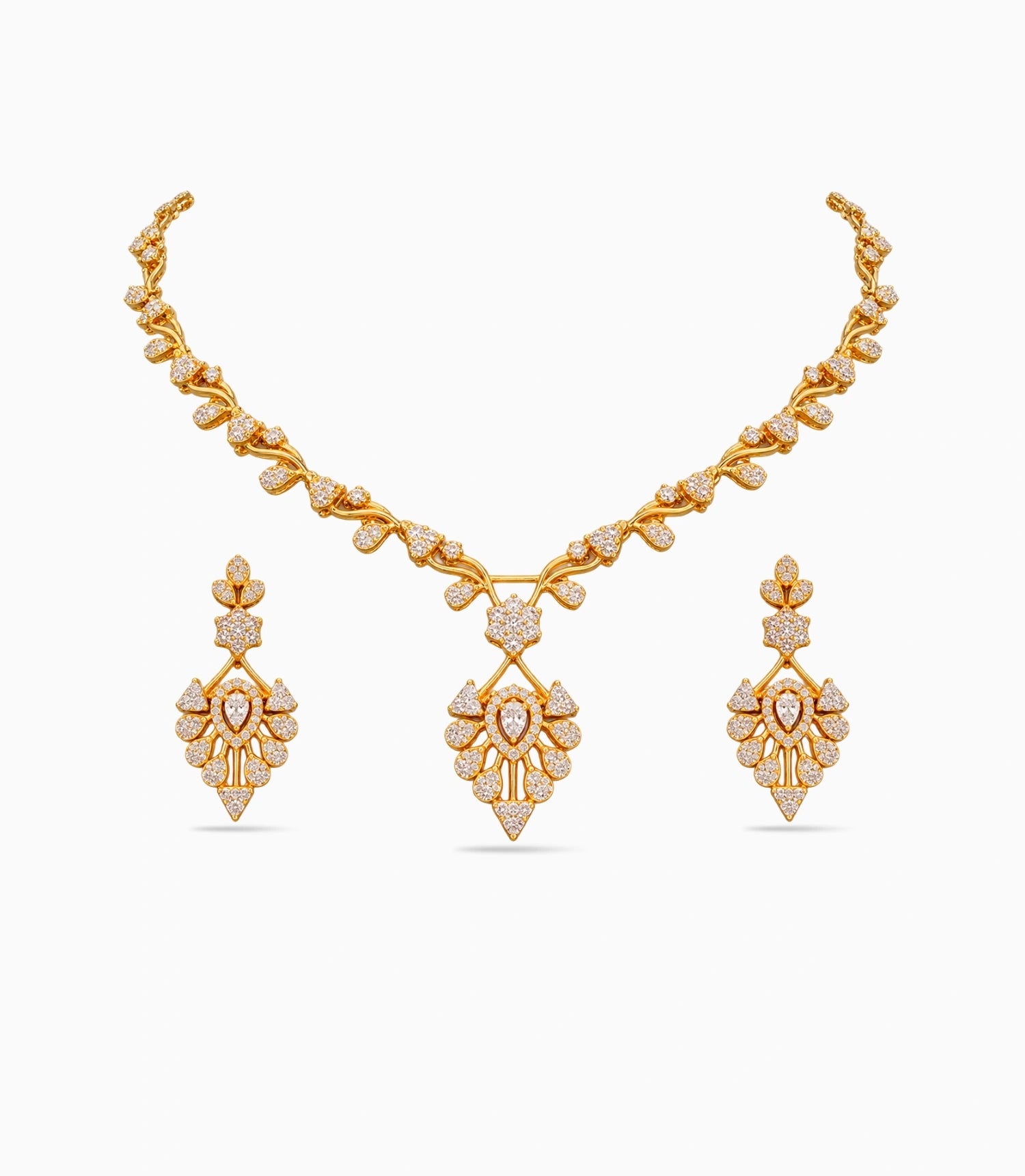 Gold Plated Medallion AD Necklace Set