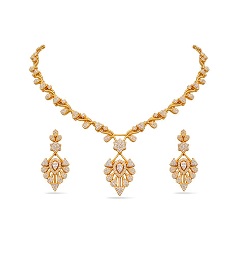Gold Plated Medallion AD Necklace Set