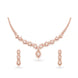 Rose Gold Plated Floral Cascade CZ Necklace Set