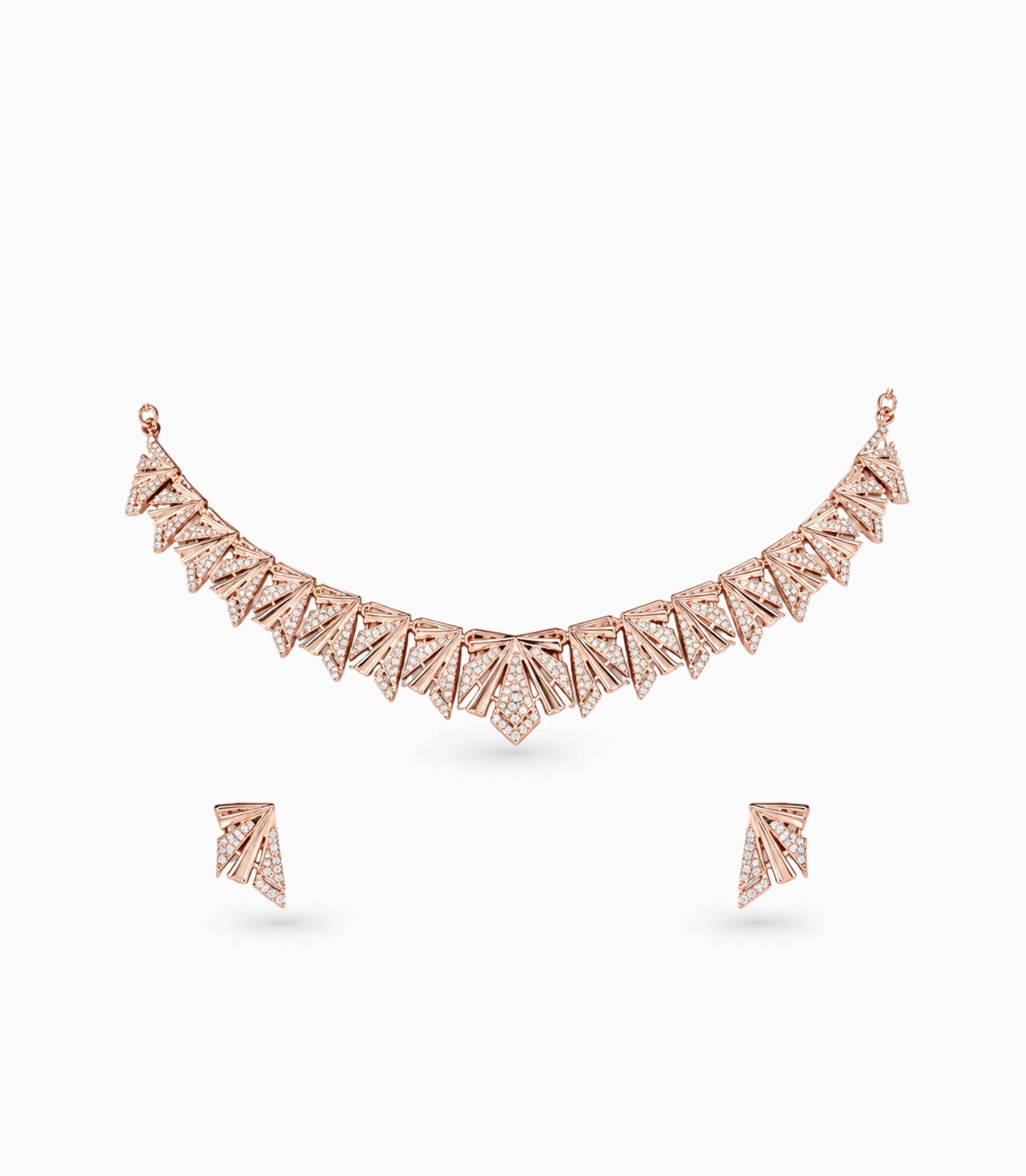 Rose Gold Plated Fancy CZ Necklace Set