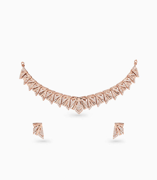 Rose Gold Plated Fancy CZ Necklace Set