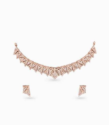 Rose Gold Plated Fancy CZ Necklace Set