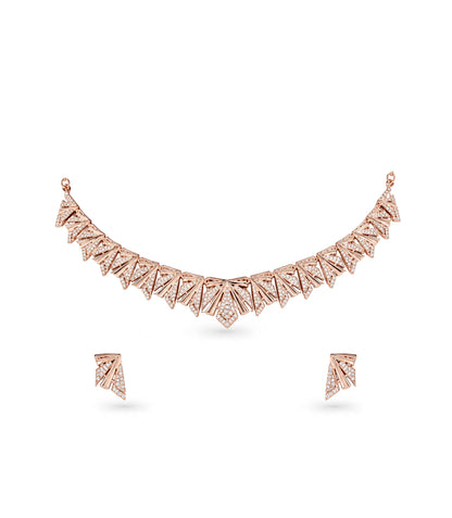 Rose Gold Plated Fancy CZ Necklace Set