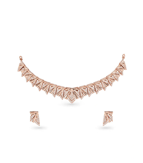 Rose Gold Plated Fancy CZ Necklace Set