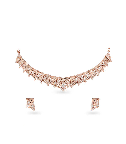 Rose Gold Plated Fancy CZ Necklace Set