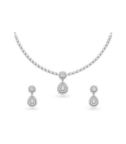 Rhodium Plated Starlight CZ Necklace Set