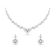Rhodium Plated Frost Leaf CZ Necklace Set