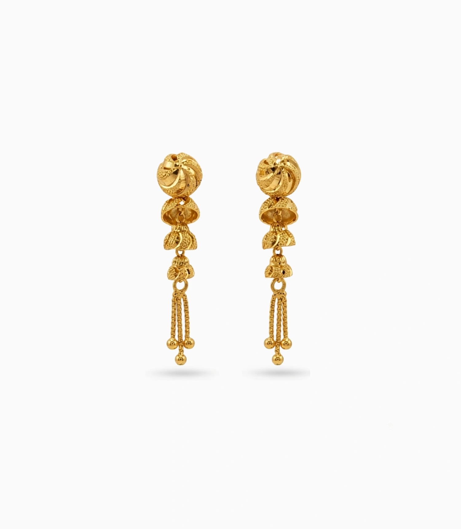 Gold Plated Layered Dangler Earrings