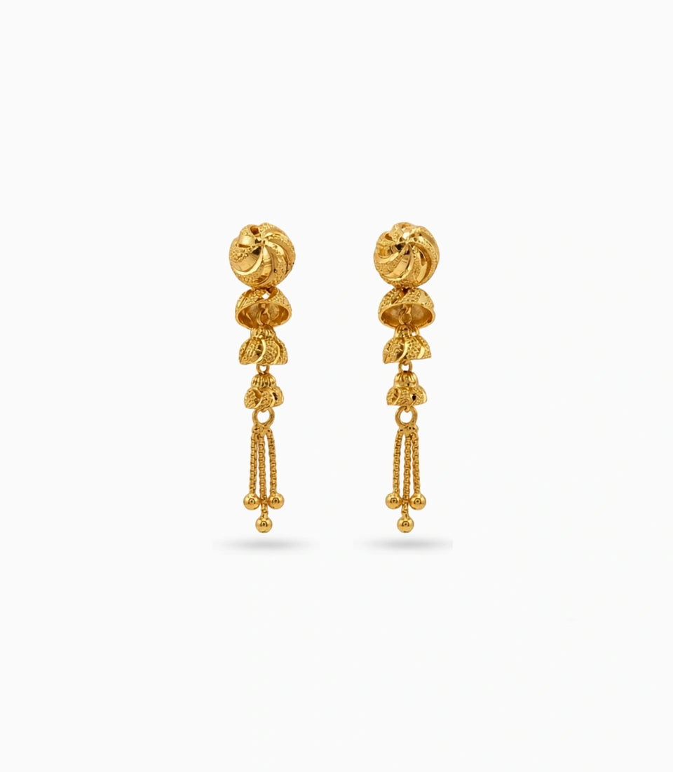 Gold Plated Layered Dangler Earrings