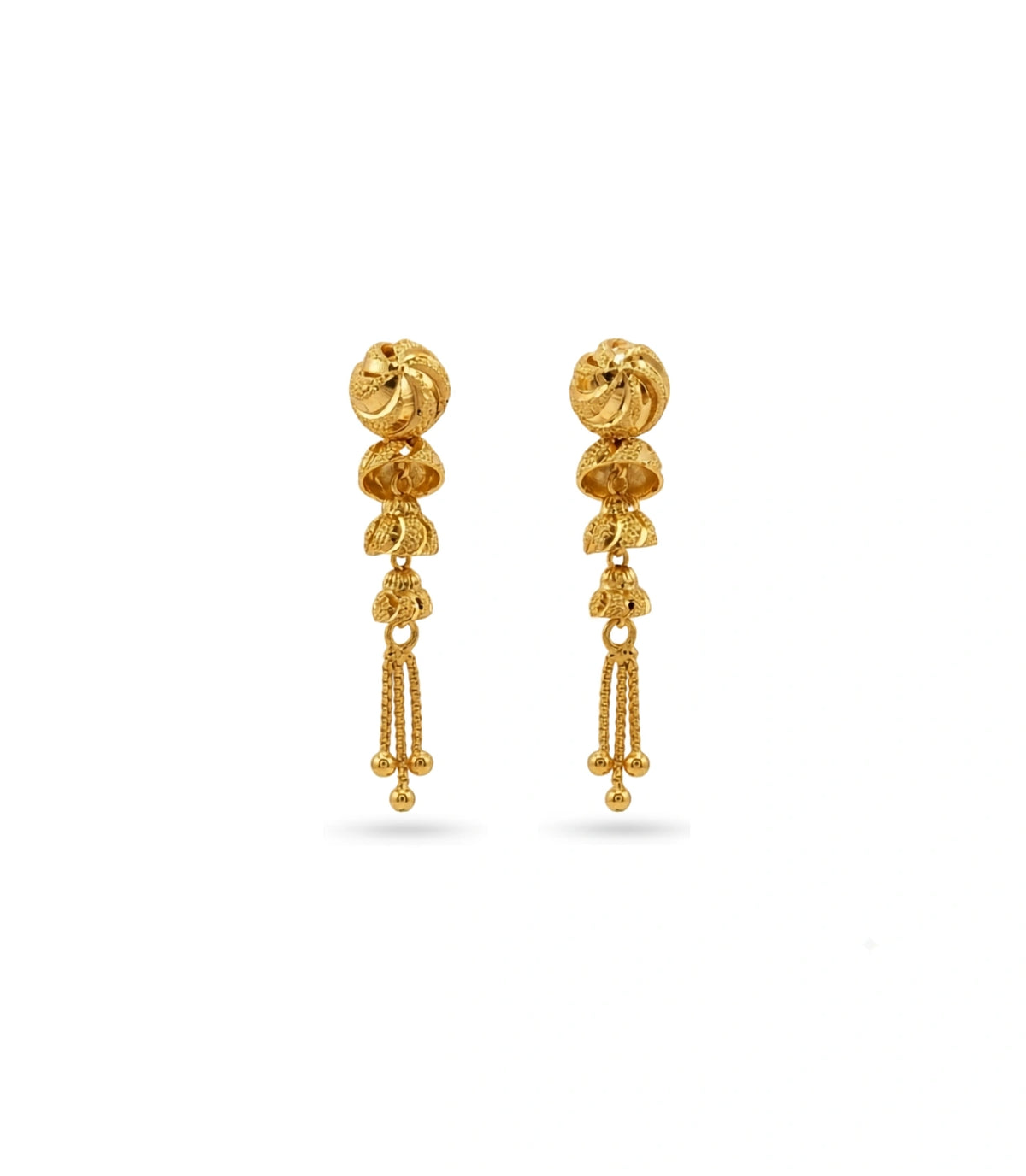 Gold Plated Layered Dangler Earrings