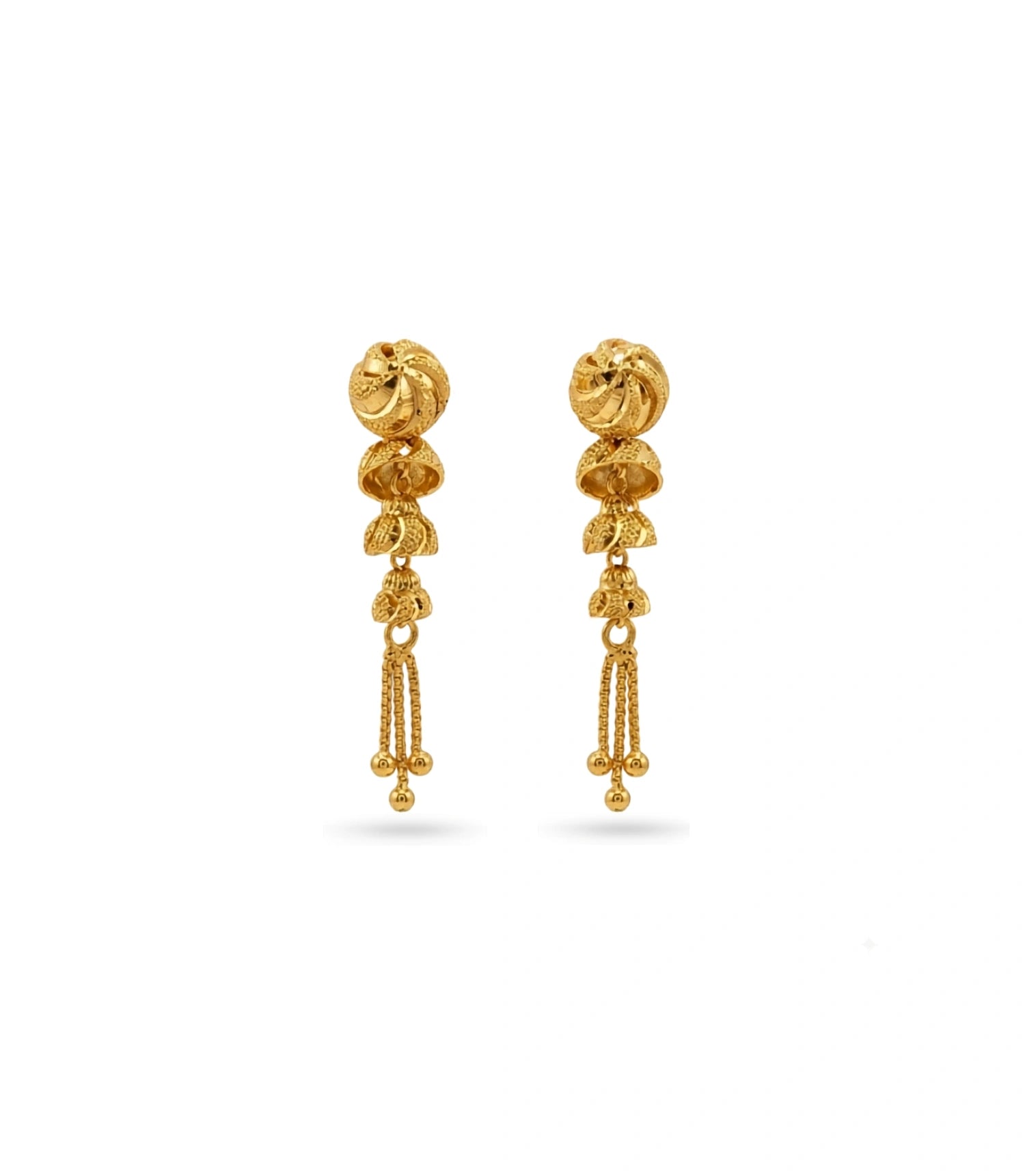 Gold Plated Layered Dangler Earrings