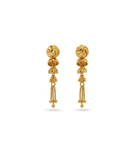 Gold Plated Layered Dangler Earrings
