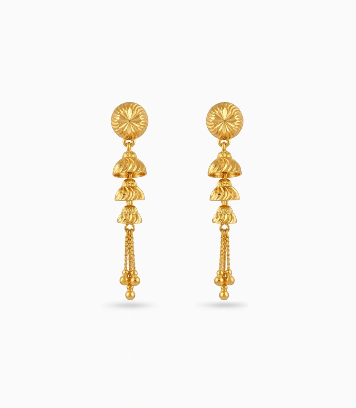Gold Plated Evergreen Layered Dangler Earrings