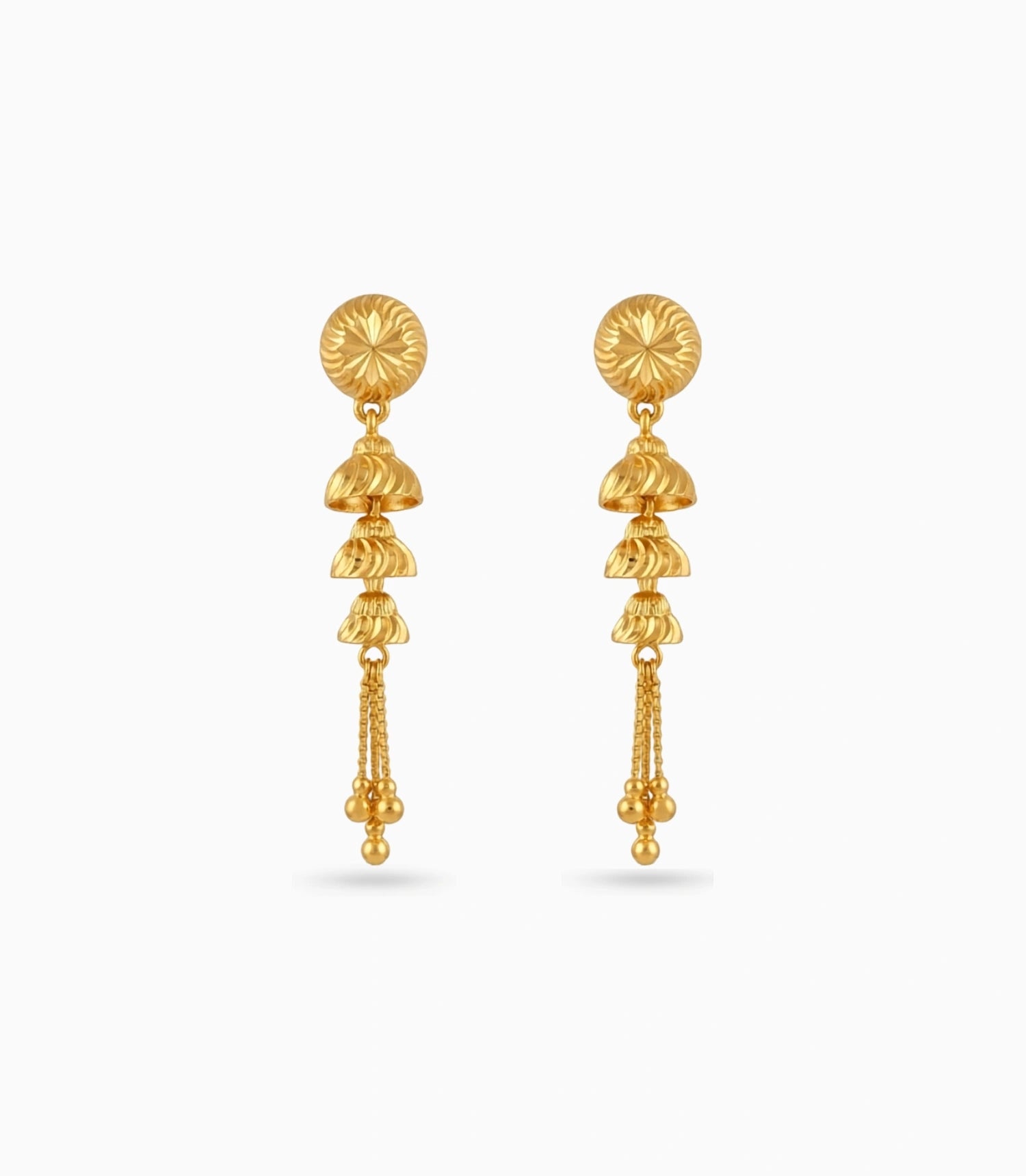 Gold Plated Evergreen Layered Dangler Earrings