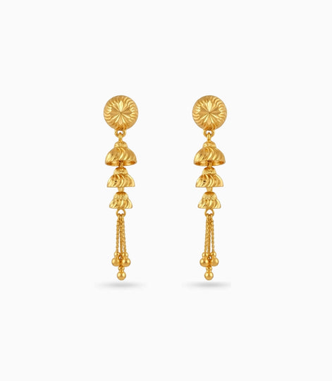 Gold Plated Evergreen Layered Dangler Earrings