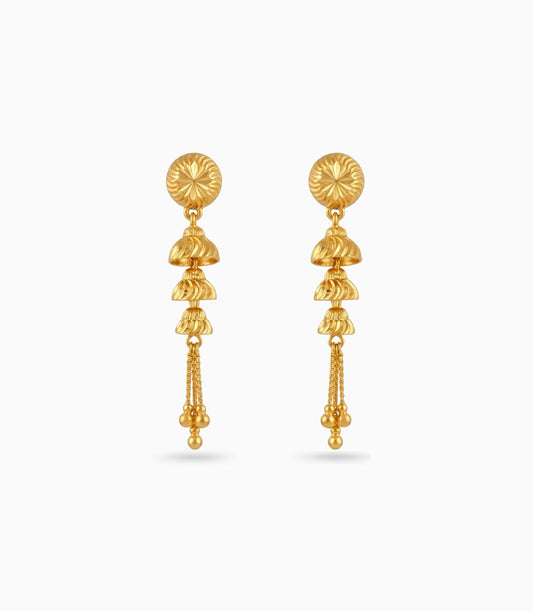 Gold Plated Evergreen Layered Dangler Earrings