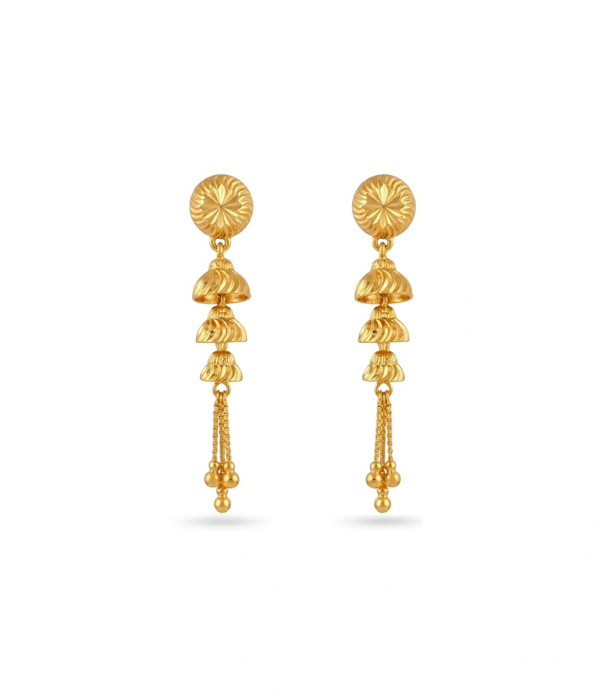 Gold Plated Evergreen Layered Dangler Earrings