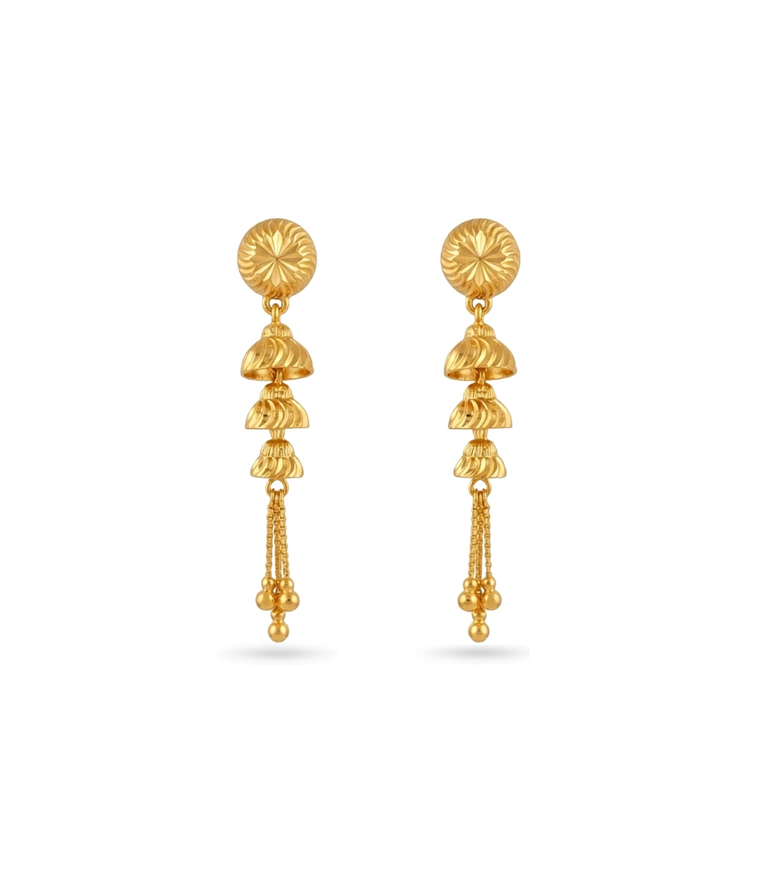 Gold Plated Evergreen Layered Dangler Earrings