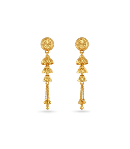 Gold Plated Evergreen Layered Dangler Earrings