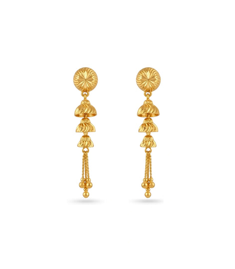 Gold Plated Evergreen Layered Dangler Earrings