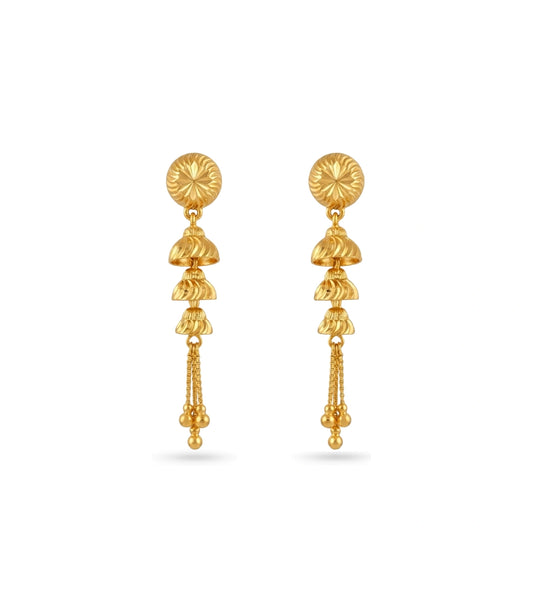 Gold Plated Evergreen Layered Dangler Earrings
