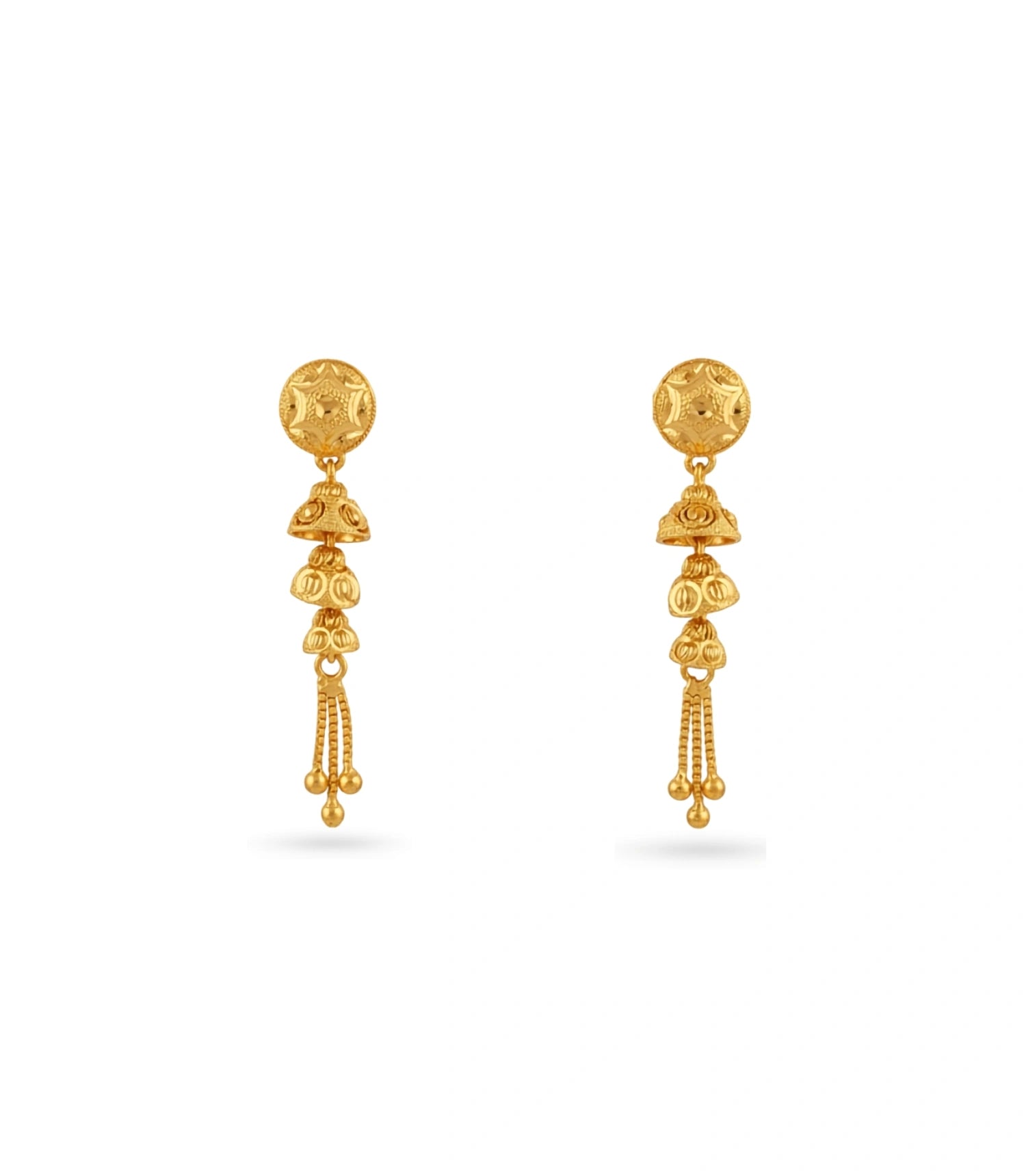 Gold Plated Layered Classic Dangler Earrings