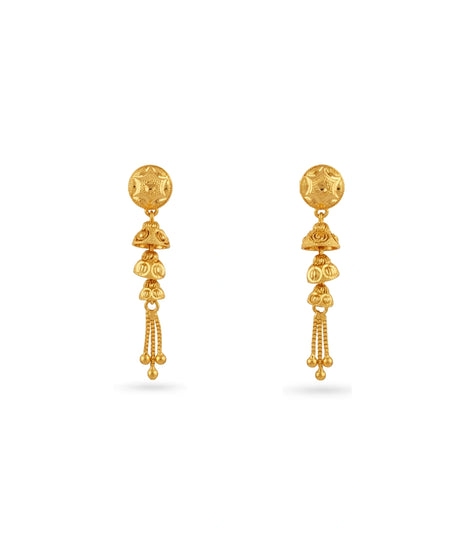 Gold Plated Layered Classic Dangler Earrings