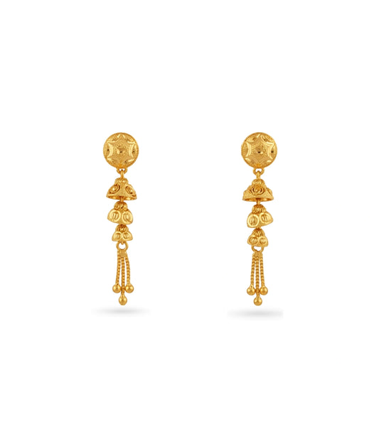 Gold Plated Layered Classic Dangler Earrings
