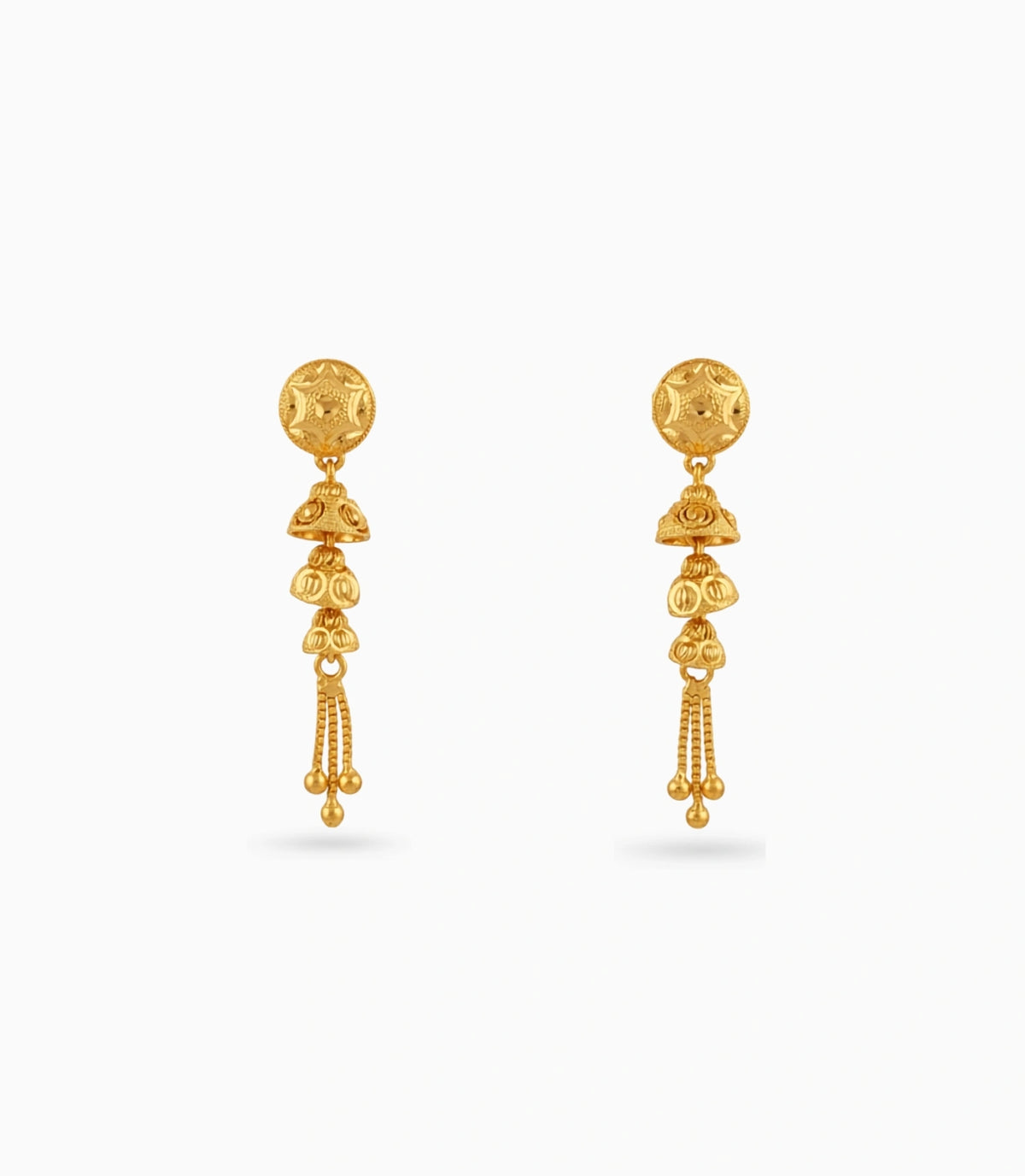 Gold Plated Layered Classic Dangler Earrings