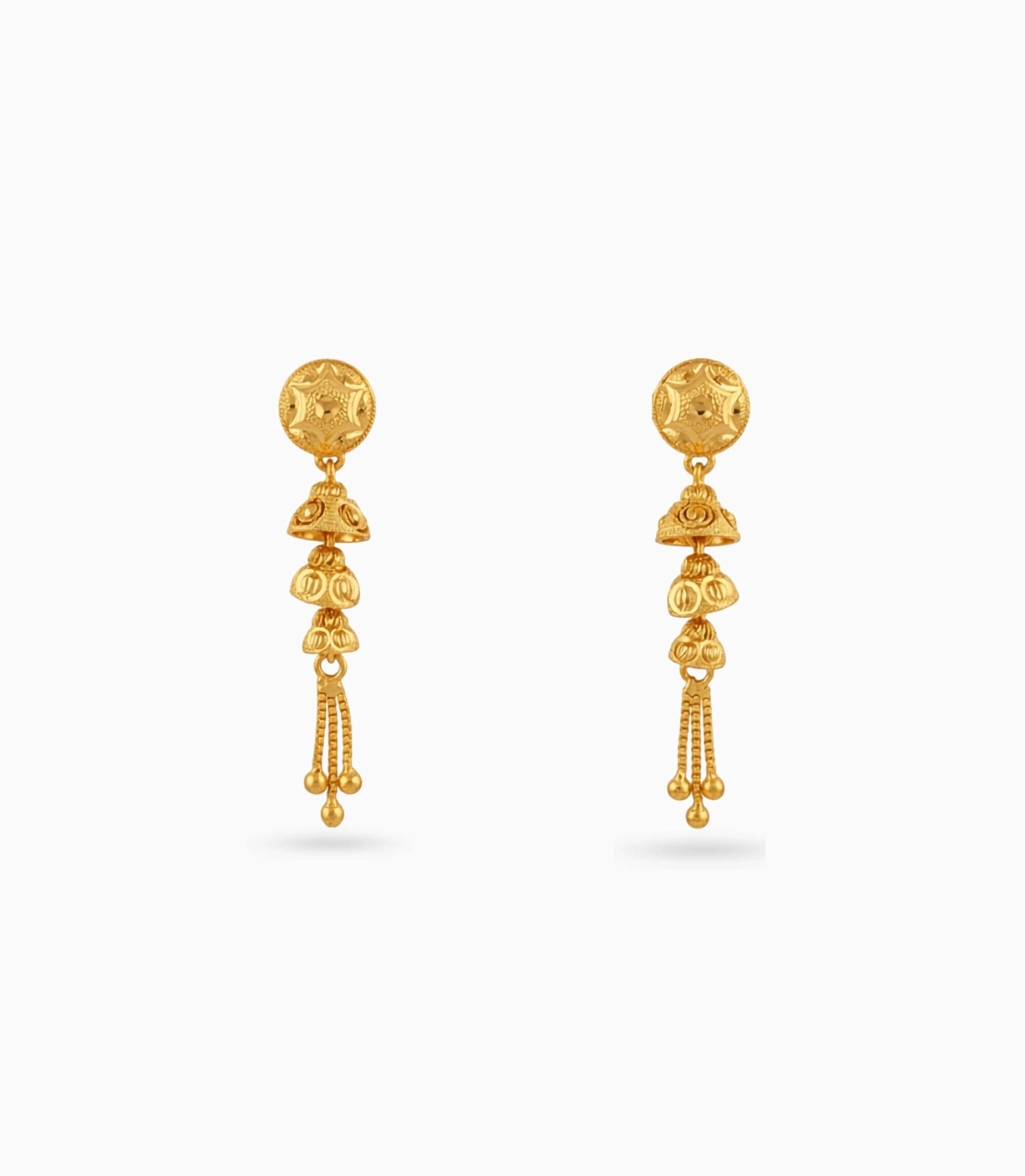 Gold Plated Layered Classic Dangler Earrings
