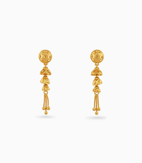 Gold Plated Layered Classic Dangler Earrings