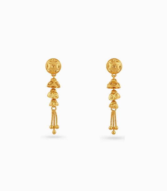 Gold Plated Layered Classic Dangler Earrings