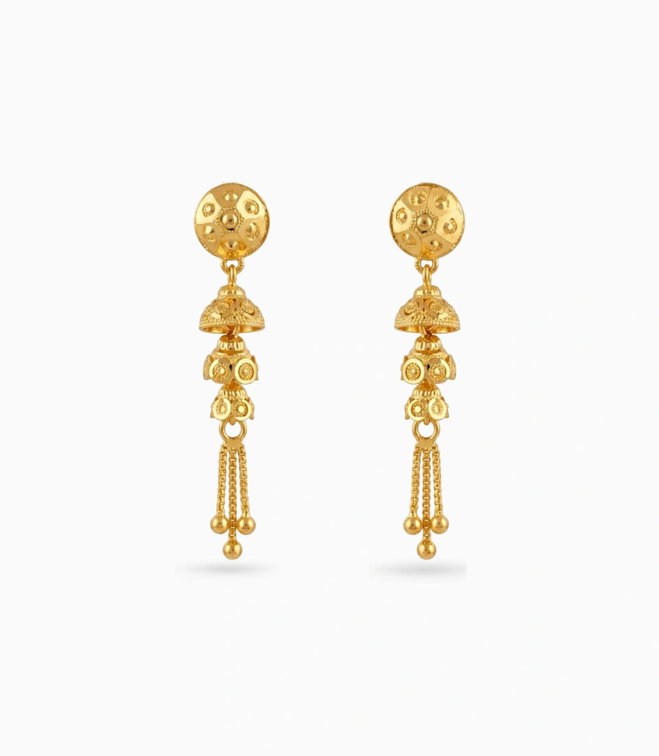 Gold Plated Heritage Layered Dangler Earrings