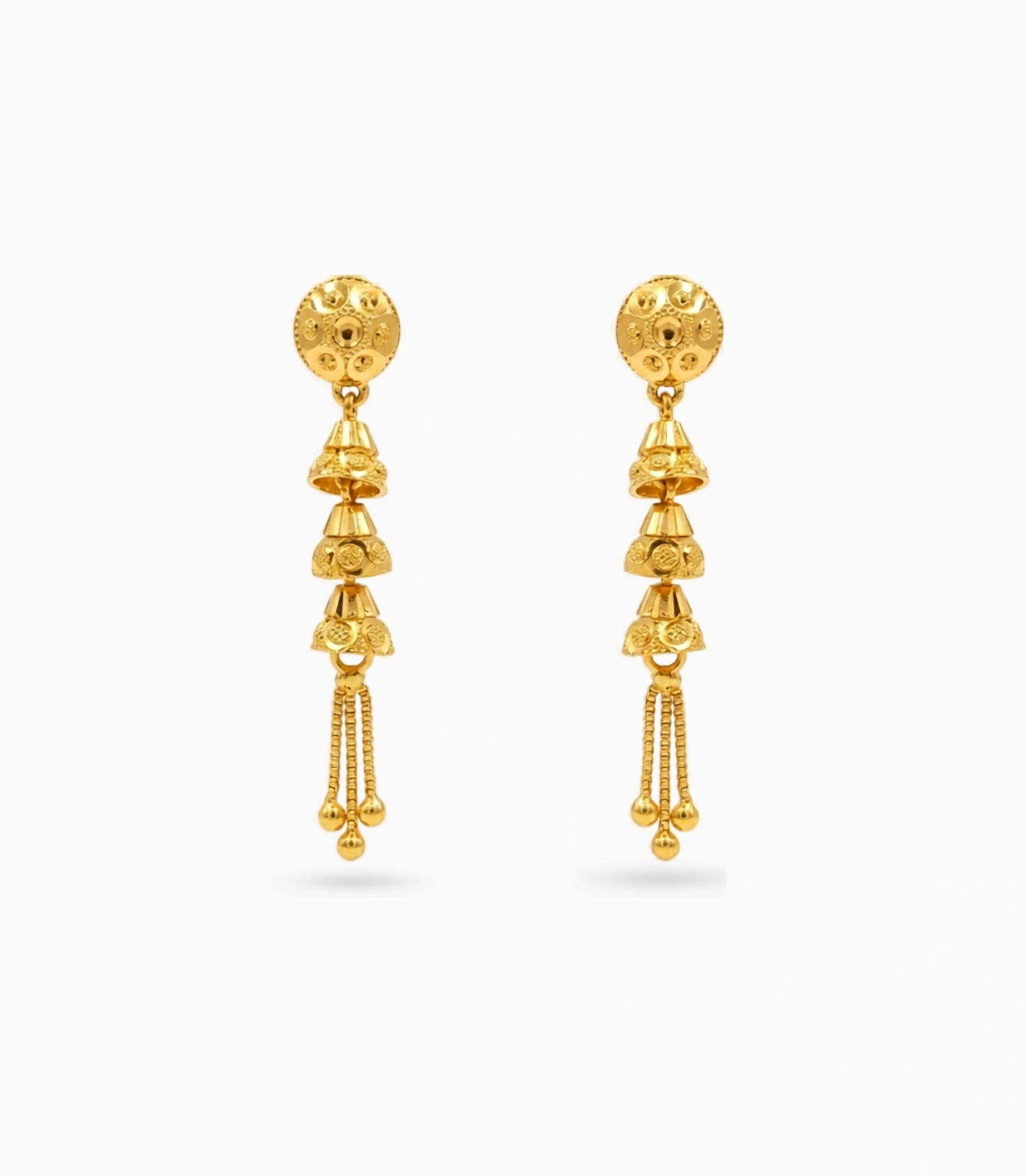 Gold Plated 3 Jhumka Dangler Earrings