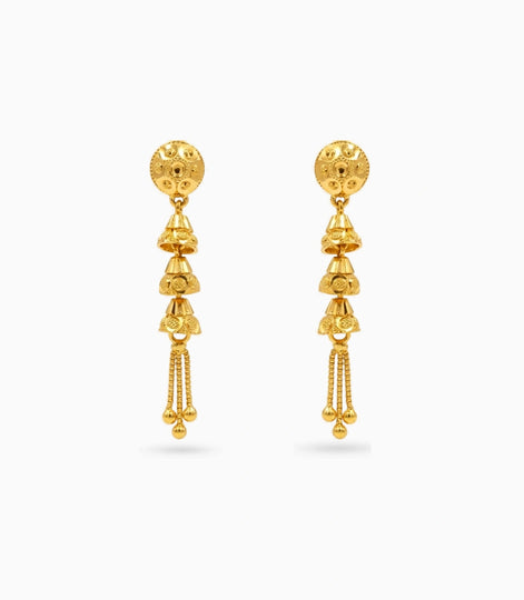 Gold Plated 3 Jhumka Dangler Earrings