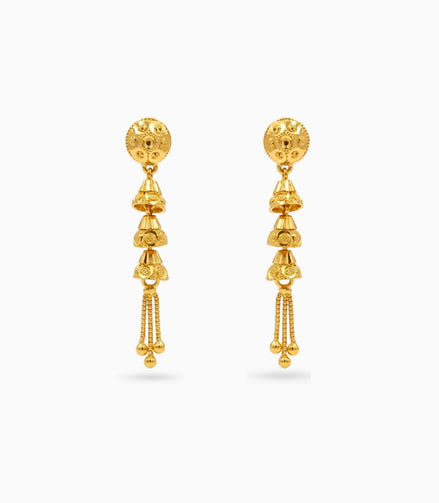 Gold Plated 3 Jhumka Dangler Earrings