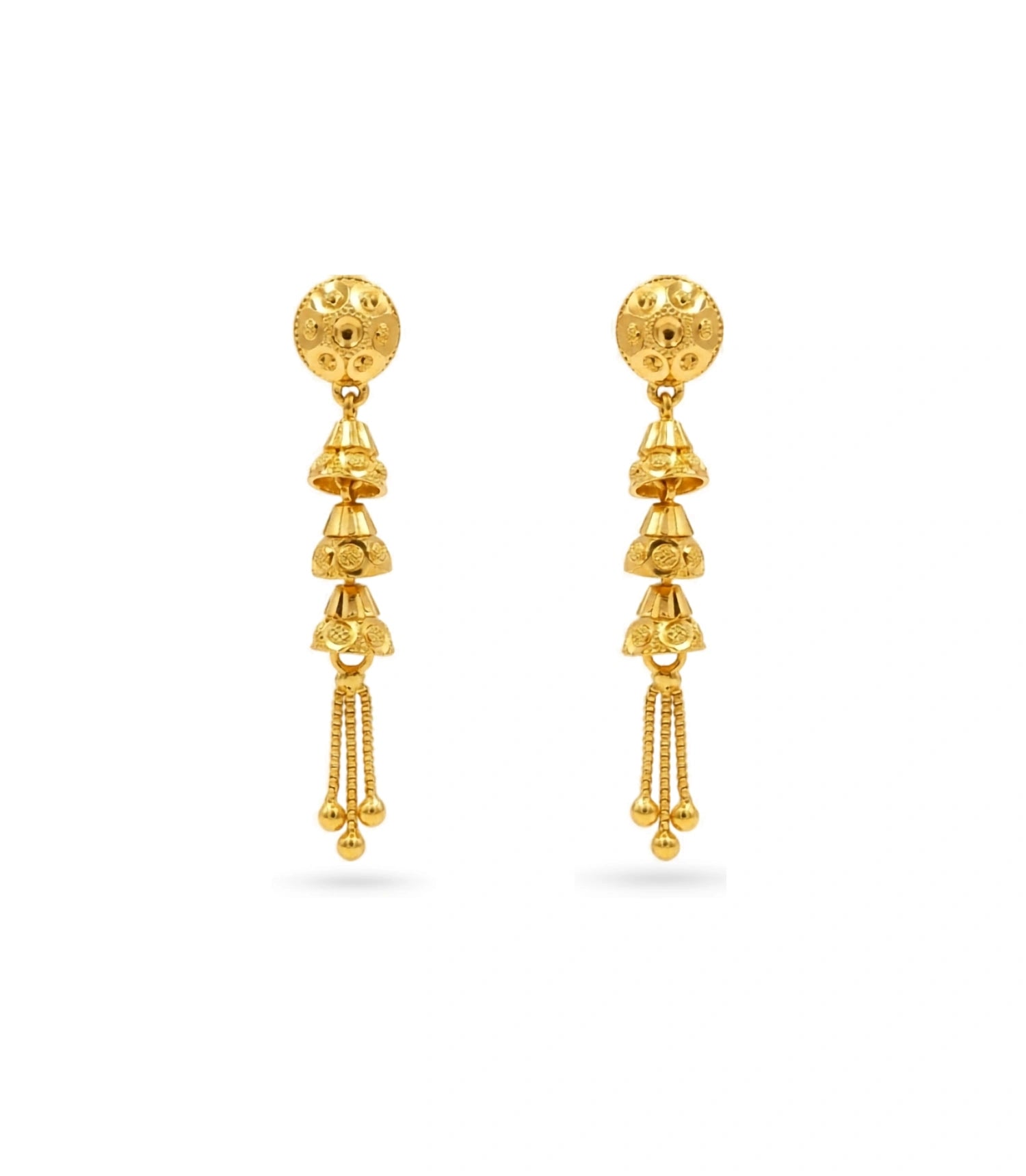 Gold Plated 3 Jhumka Dangler Earrings