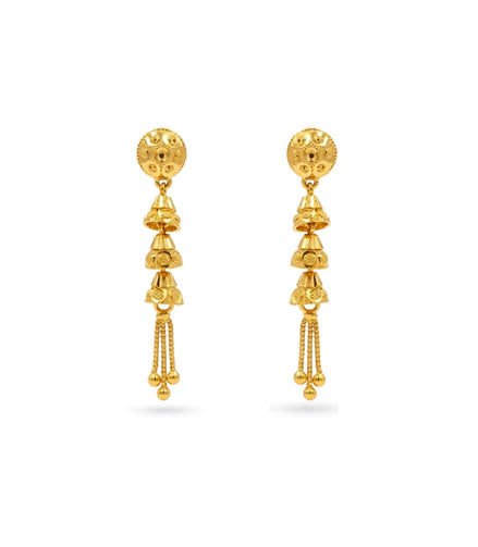 Gold Plated 3 Jhumka Dangler Earrings